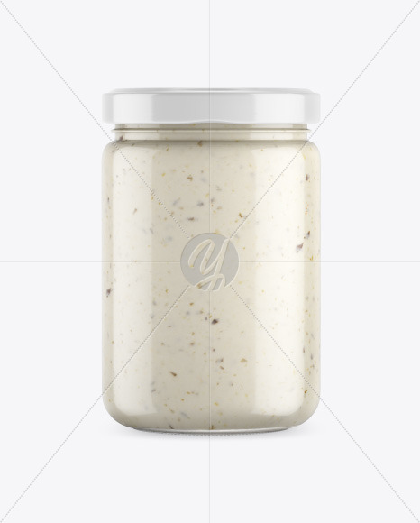 Clear Glass Jar w/ Sauce Mockup