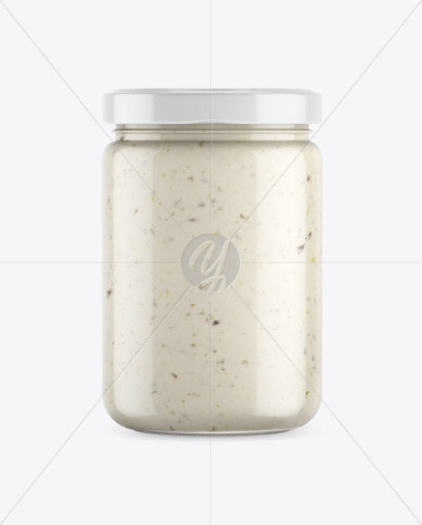 Clear Glass Jar w/ Sauce Mockup