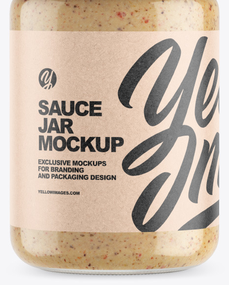 Clear Glass Jar w/ Sauce Mockup