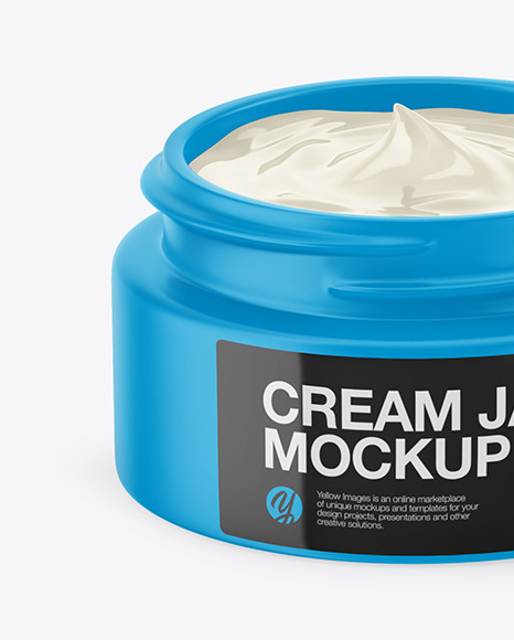 Opened Matte Cream Jar Mockup