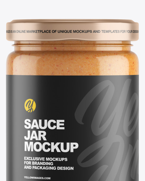 Clear Glass Jar w/ Sauce Mockup