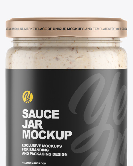 Clear Glass Jar w/ Sauce Mockup