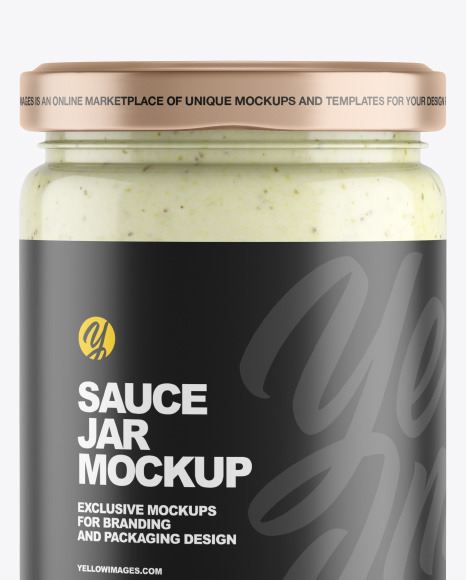 Clear Glass Jar w/ Sauce Mockup