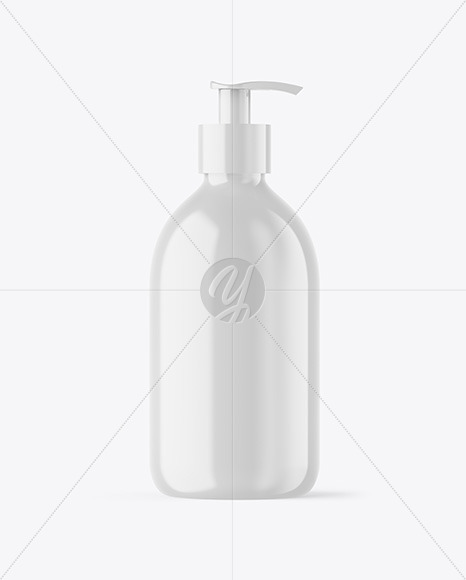 Glossy Cosmetic Bottle with Pump Mockup