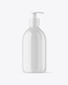 Glossy Cosmetic Bottle with Pump Mockup