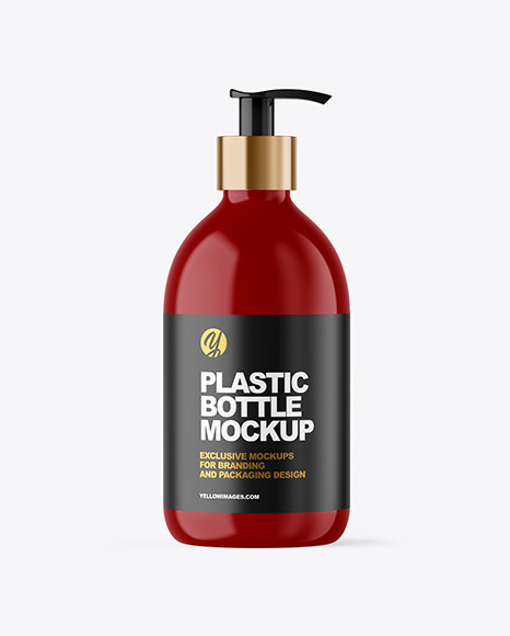 Glossy Cosmetic Bottle with Pump Mockup