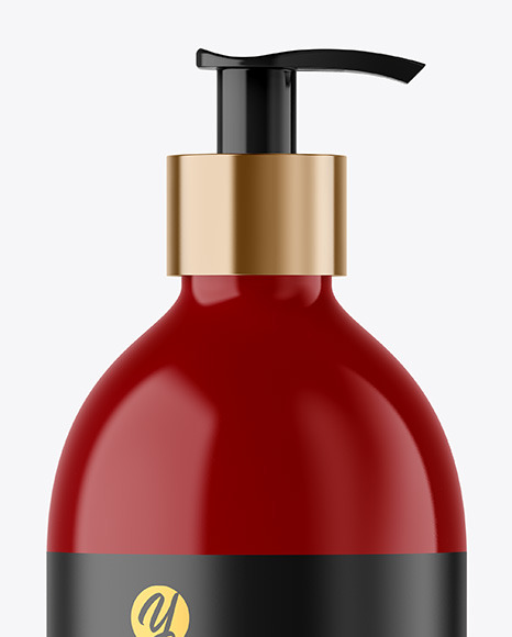 Glossy Cosmetic Bottle with Pump Mockup