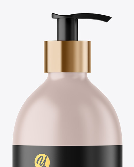 Matte Cosmetic Bottle with Pump Mockup