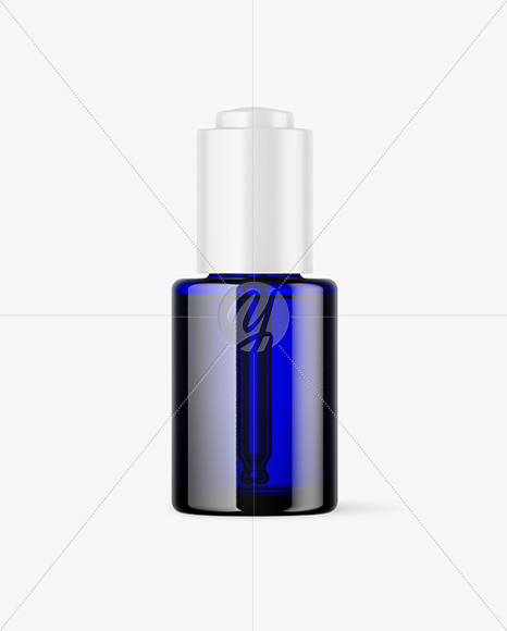 Blue Glass Dropper Bottle Mockup