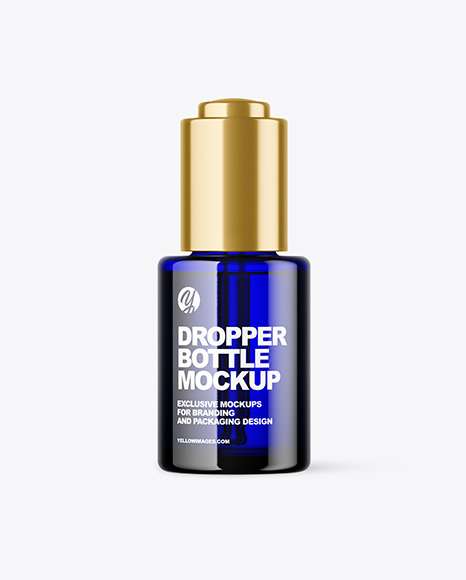 Blue Glass Dropper Bottle Mockup