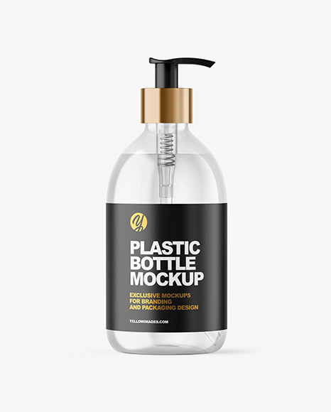 Clear Cosmetic Bottle with Pump Mockup