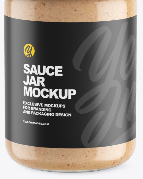 Clear Glass Jar w/ Sauce Mockup