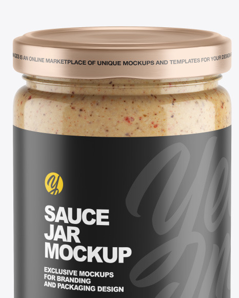 Clear Glass Jar w/ Sauce Mockup