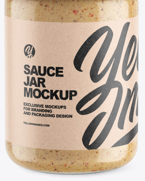 Clear Glass Jar w/ Sauce Mockup