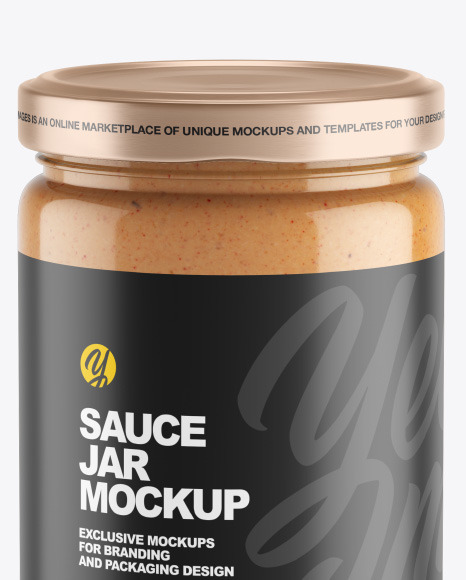 Clear Glass Jar w/ Sauce Mockup