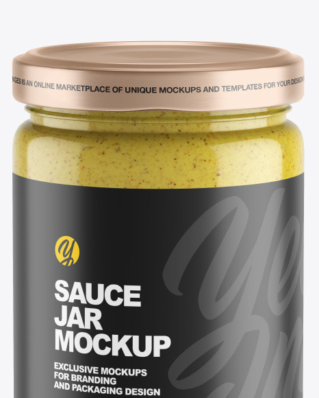 Clear Glass Jar w/ Sauce Mockup