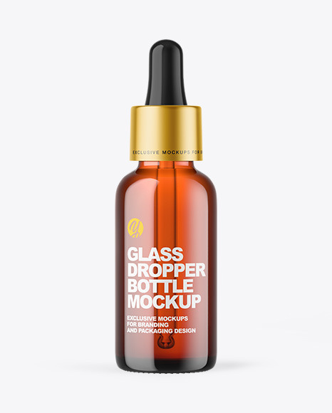 Amber Glass Dropper Bottle Mockup