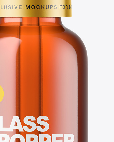 Amber Glass Dropper Bottle Mockup