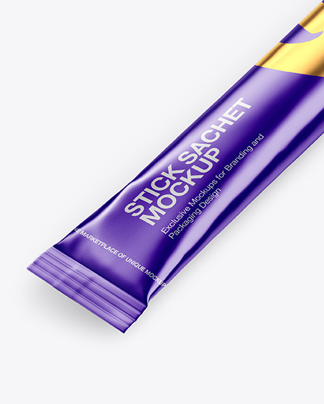 Matte Metallic Stick Sachet Mockup