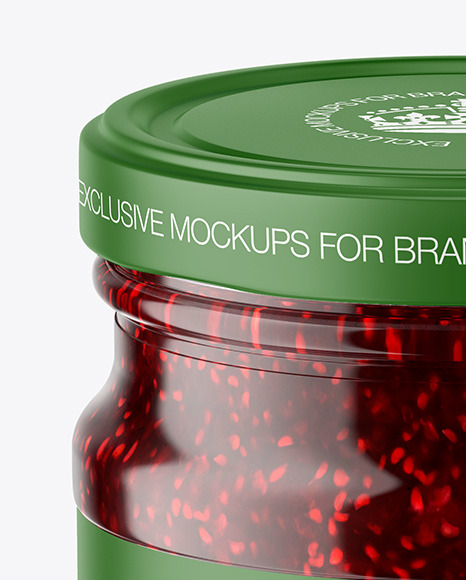 Glass Jar With Raspberry Jam Mockup