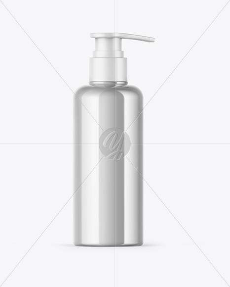 Metallic Soap Bottle with Pump Mockup