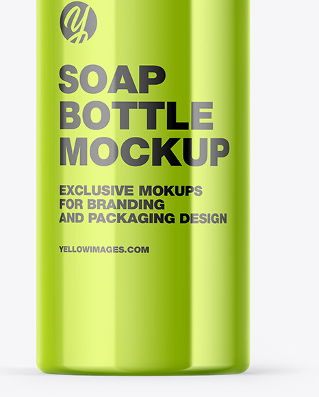 Metallic Soap Bottle with Pump Mockup