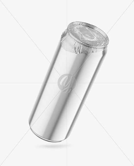 500ml Glossy Metallic Drink Can w/ Foil Lid Mockup