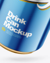 500ml Glossy Metallic Drink Can w/ Foil Lid Mockup