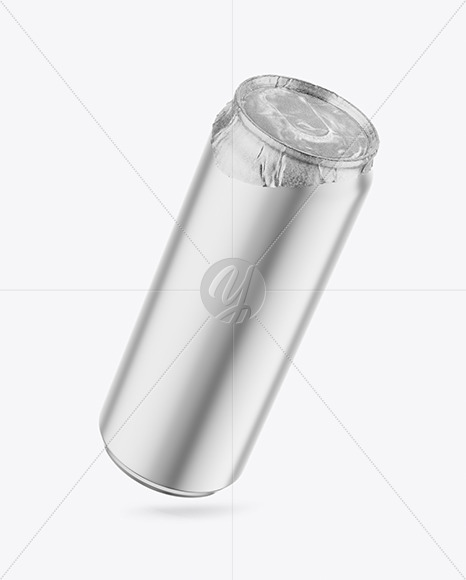 500ml Matte Metallic Drink Can w/ Foil Lid Mockup