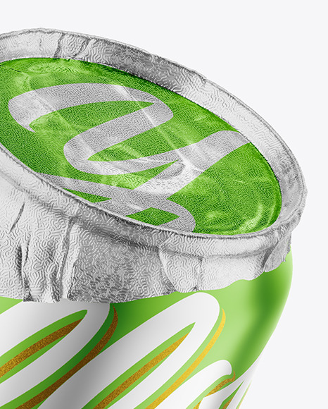 500ml Matte Metallic Drink Can w/ Foil Lid Mockup