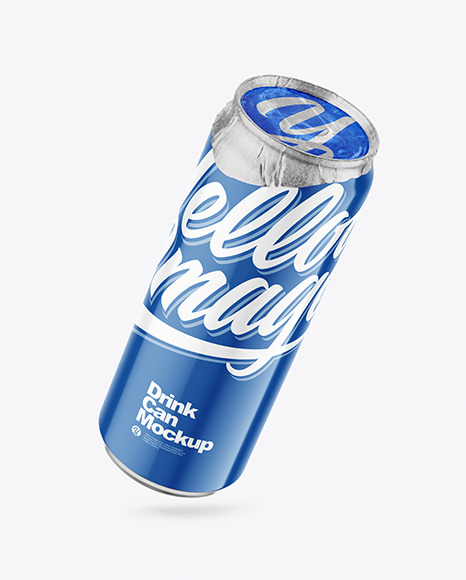 500ml Glossy Drink Can w/ Foil Lid Mockup