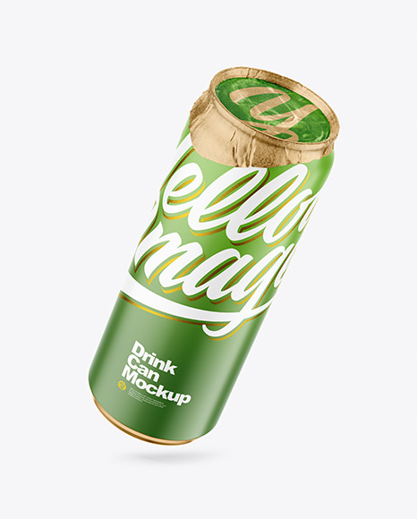 500ml Matte Drink Can w Foil Lid Mockup - Energy drink can mockup