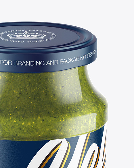 Glass Jar with Pesto Sauce Mockup