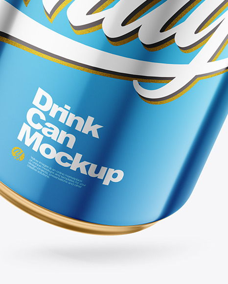 330ml Glossy Metallic Drink Can w/ Foil Lid Mockup