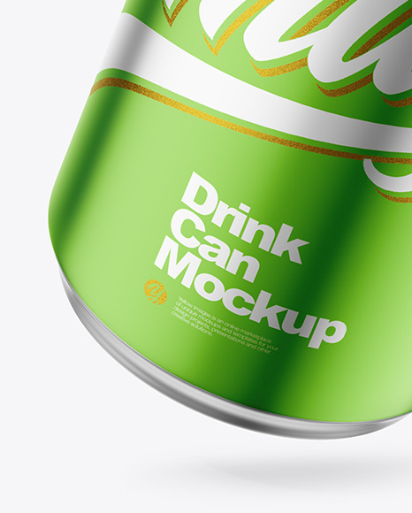 330ml Matte Metallic Drink Can w/ Foil Lid Mockup