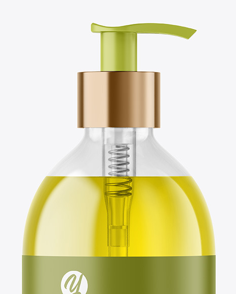 Color Liquid Cosmetic Bottle with Pump Mockup