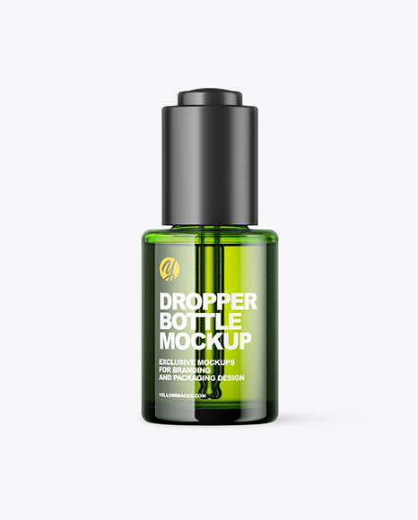 Green Glass Dropper Bottle Mockup