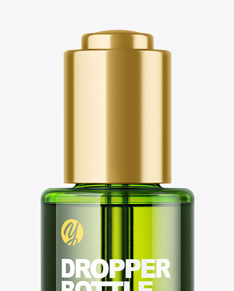 Green Glass Dropper Bottle Mockup