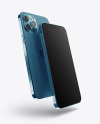 Two Apple iPhones 12 Pro Max Pacific Blue Mockup