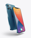 Two Apple iPhones 12 Pro Max Pacific Blue Mockup