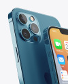 Two Apple iPhones 12 Pro Max Pacific Blue Mockup