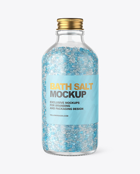 Glass Bottle with Mix Bath Salt Mockup