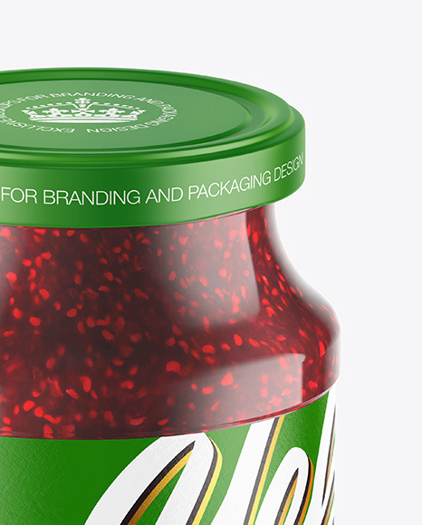 Glass Jar With Raspberry Jam Mockup
