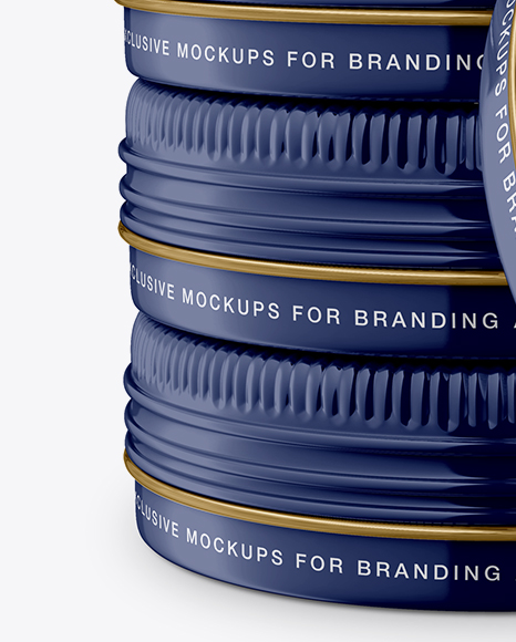 Four Glossy Round Tin Boxes Mockup