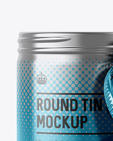 50ml Open Metallic Round Tin Box Mockup - Front View