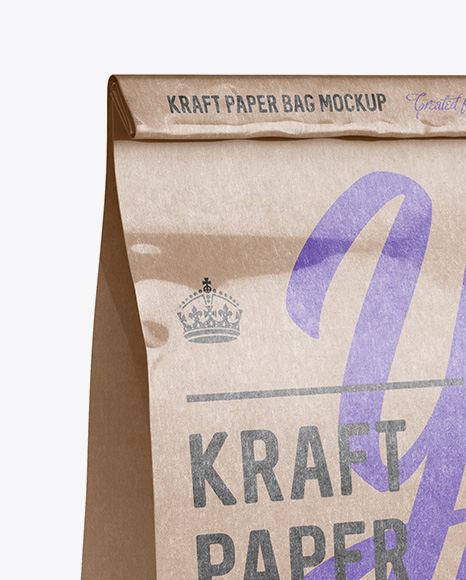 Glossy Kraft Paper Food/Snack Bag Mockup - Halfside View