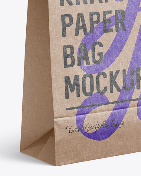 Glossy Kraft Paper Food/Snack Bag Mockup - Halfside View