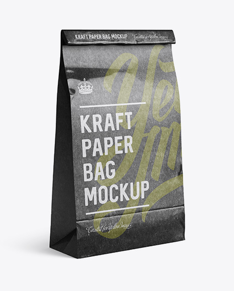 Glossy Kraft Paper Food/Snack Bag Mockup - Halfside View - Free