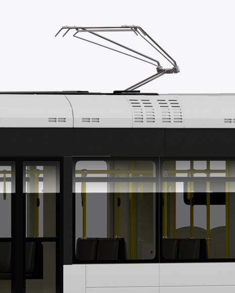 Light Rail Train Bybanen Mockup - Half Side View