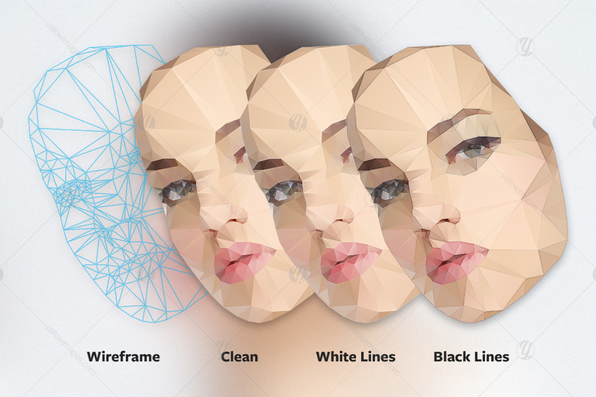 Polygonal Female Faces Polygonal Female Faces